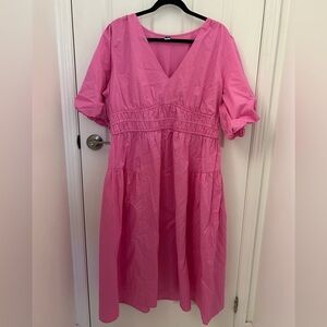 Old Navy Pink Maxi Dress with Puff Sleeves, Sz XL